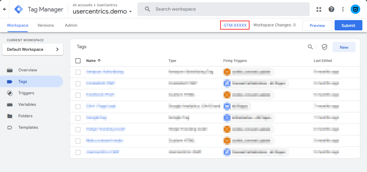 Google Tag Manager container ID